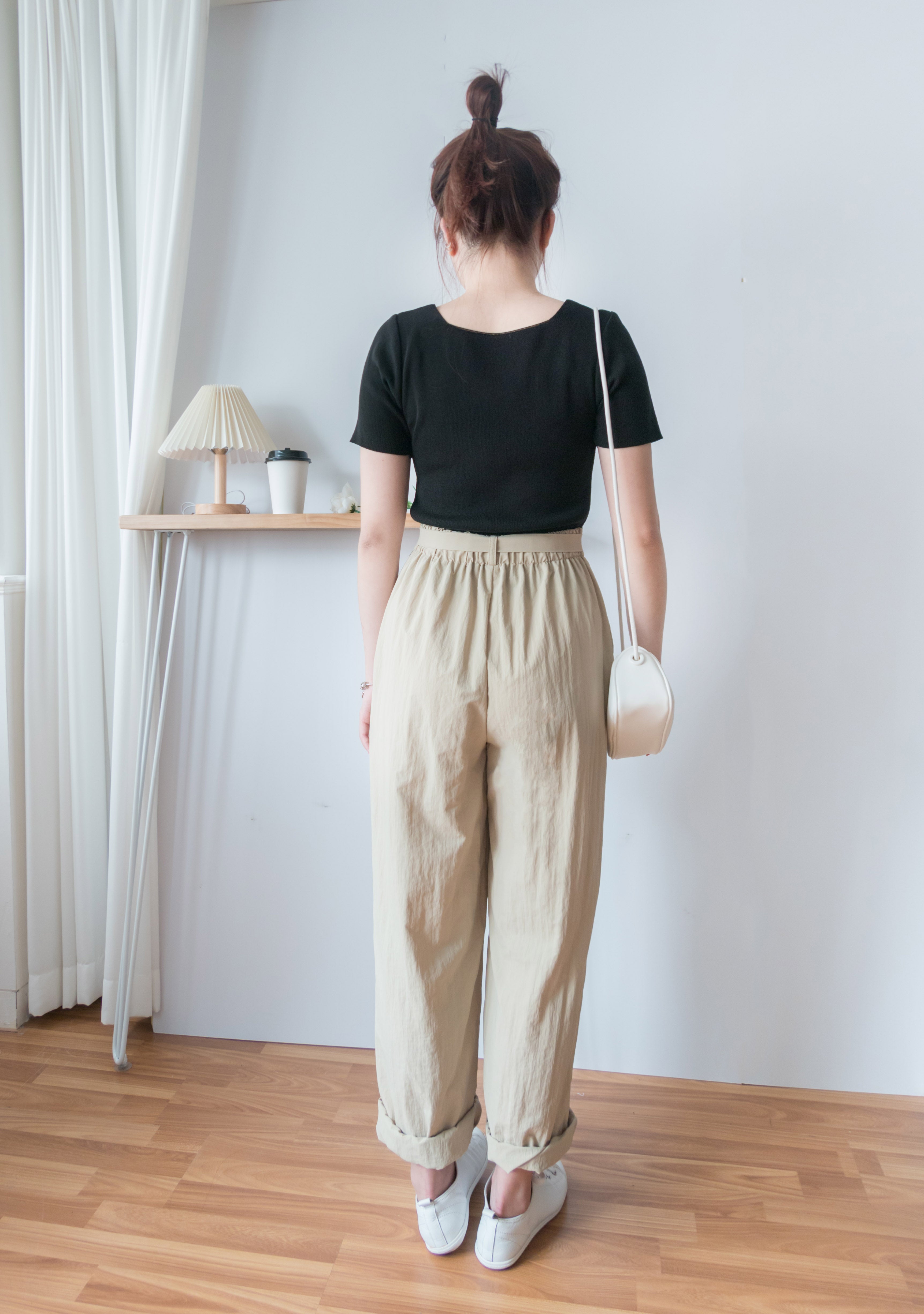 Square Belt 方形腰帶超闊褲管蘿蔔褲, Carrot Pants/ PT8344
