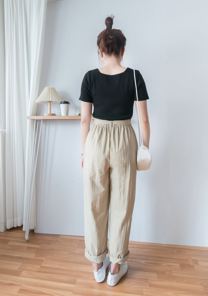 Square Belt 方形腰帶超闊褲管蘿蔔褲, Carrot Pants/ PT8344
