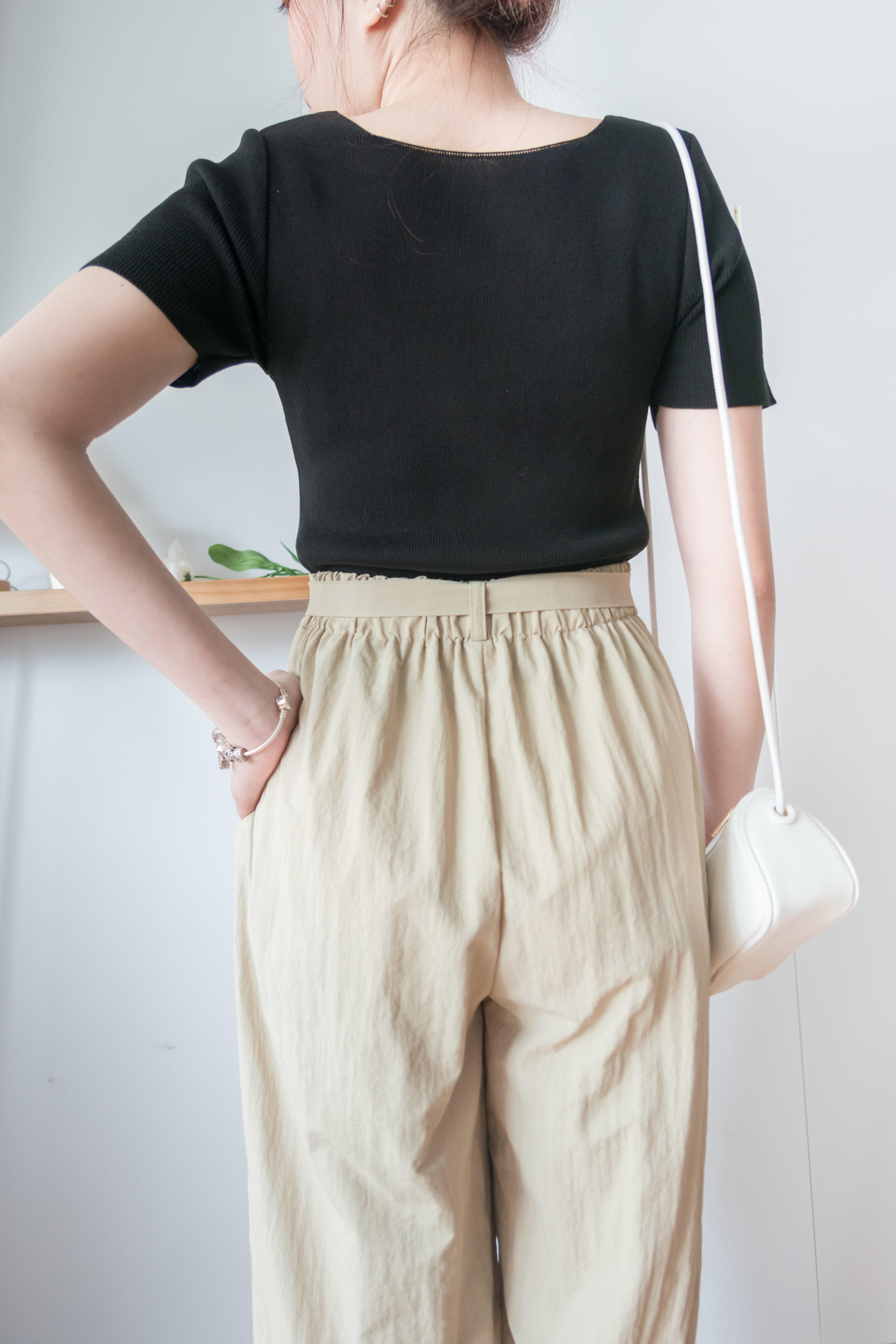 Square Belt 方形腰帶超闊褲管蘿蔔褲, Carrot Pants/ PT8344