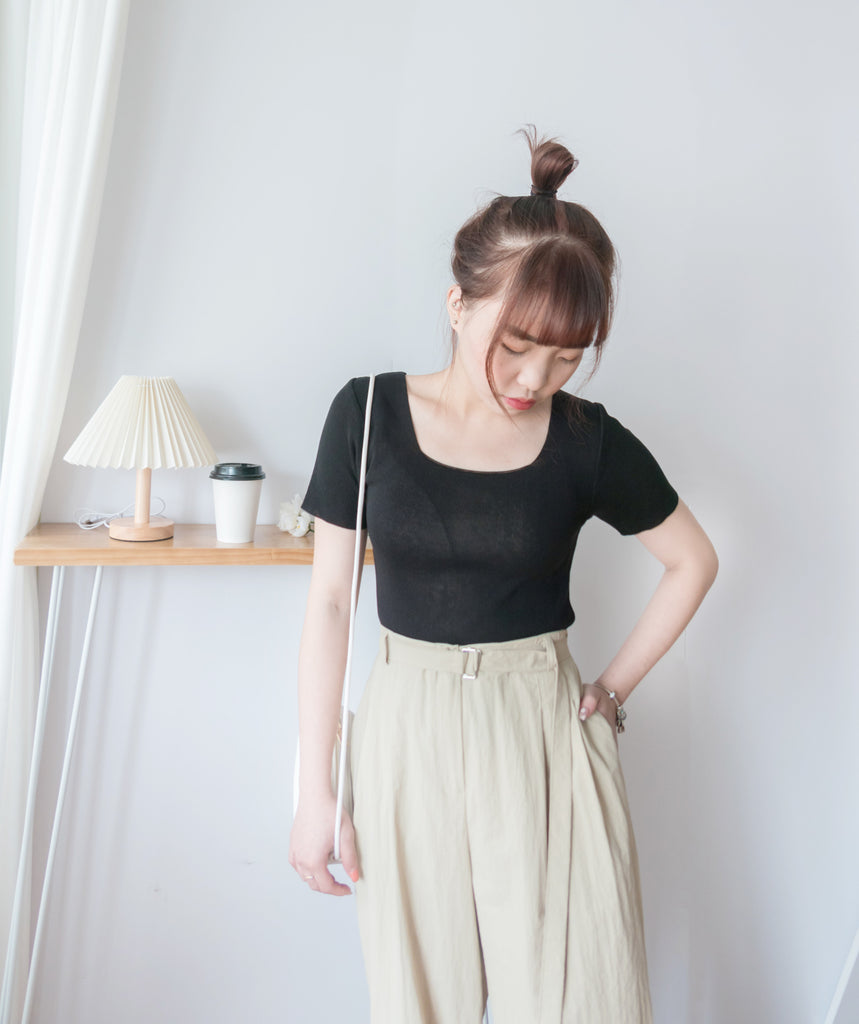 Square Belt 方形腰帶超闊褲管蘿蔔褲, Carrot Pants/ PT8344