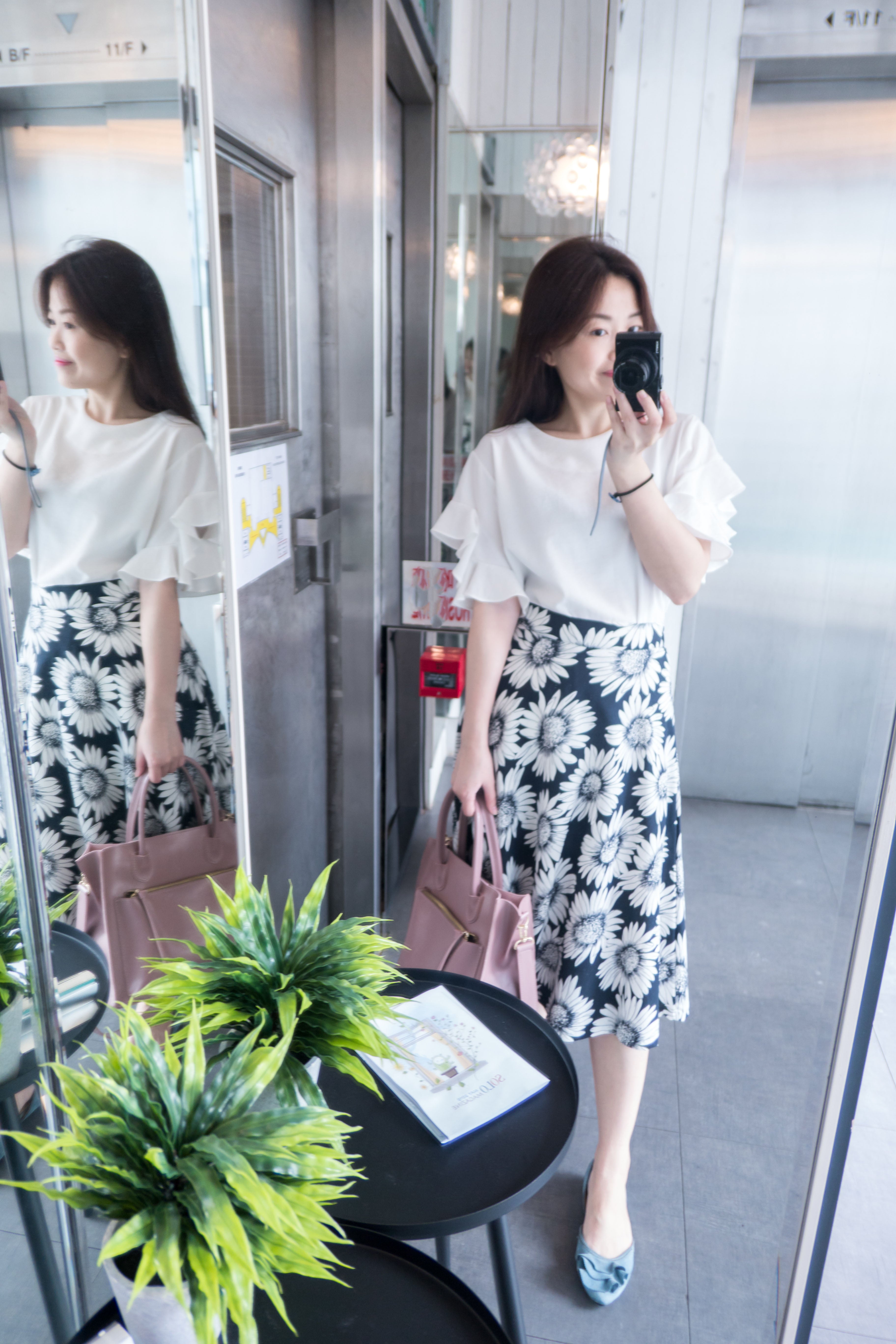 Big Daisy 日系感大印花後橡筋A形裙, Skirt/ SK8181