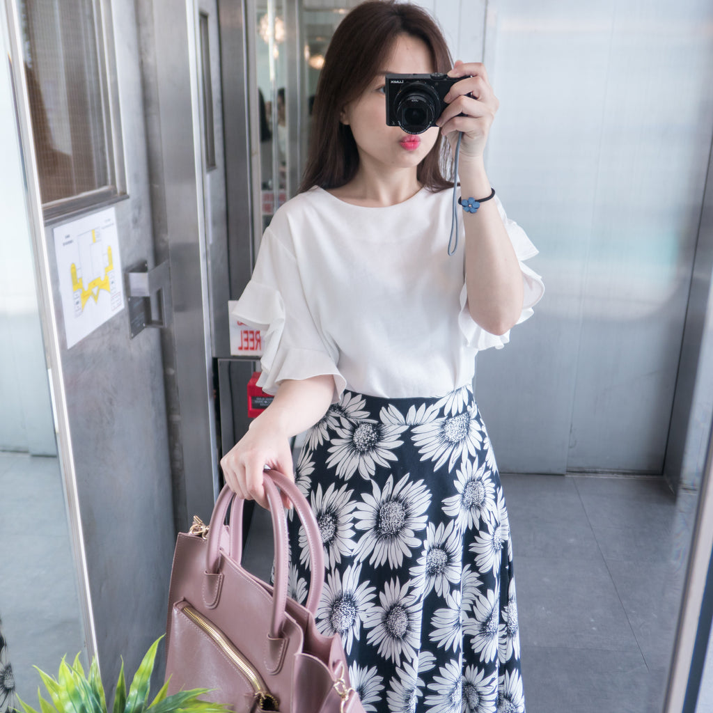 Big Daisy 日系感大印花後橡筋A形裙, Skirt/ SK8181
