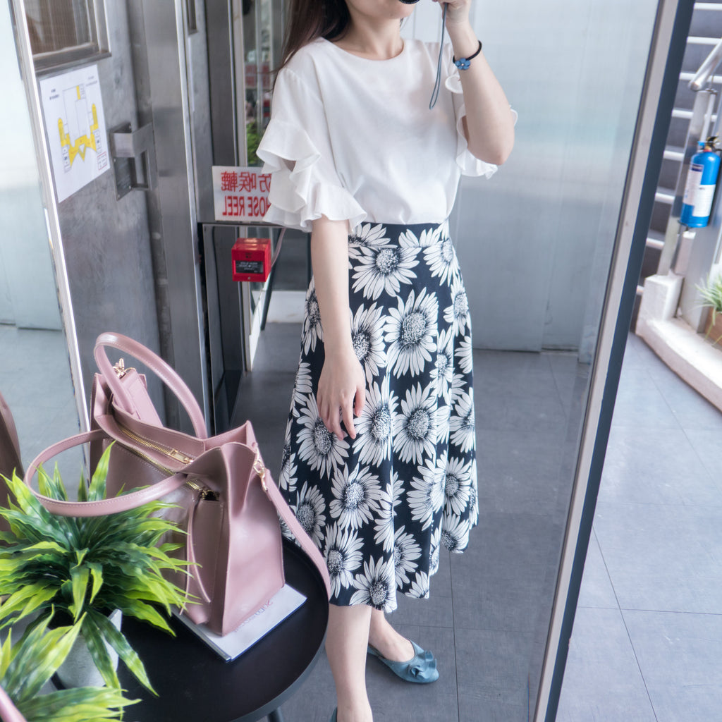 Big Daisy 日系感大印花後橡筋A形裙, Skirt/ SK8181