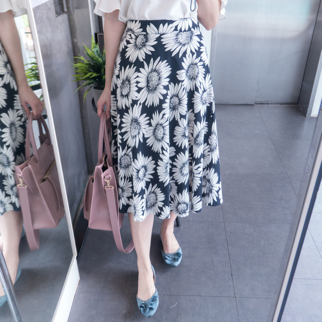 Big Daisy 日系感大印花後橡筋A形裙, Skirt/ SK8181