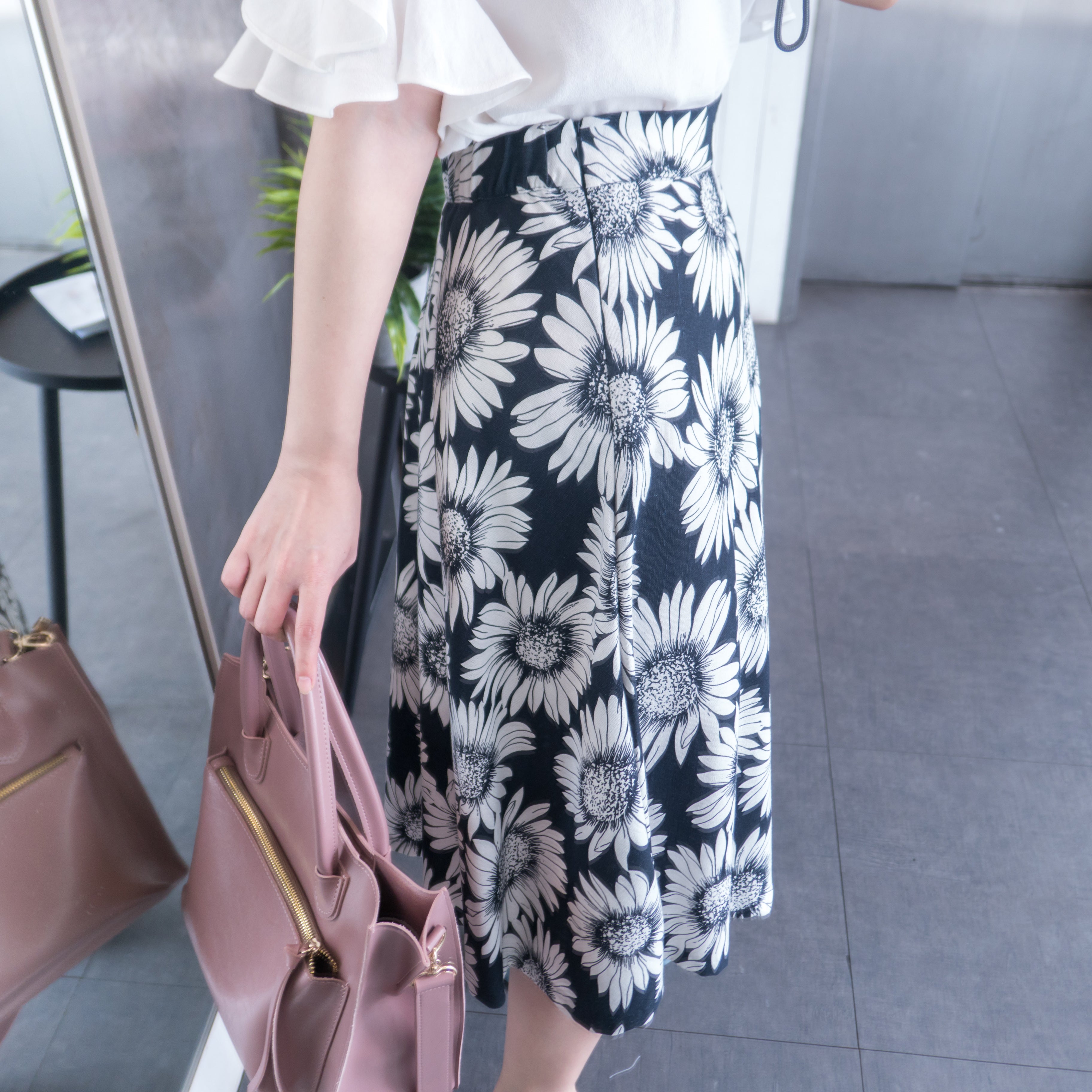 Big Daisy 日系感大印花後橡筋A形裙, Skirt/ SK8181