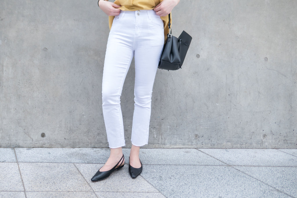 Flare Elastic 全條彈性百搭貼身小直腳, Pants/ PT8220 (WHITE S)