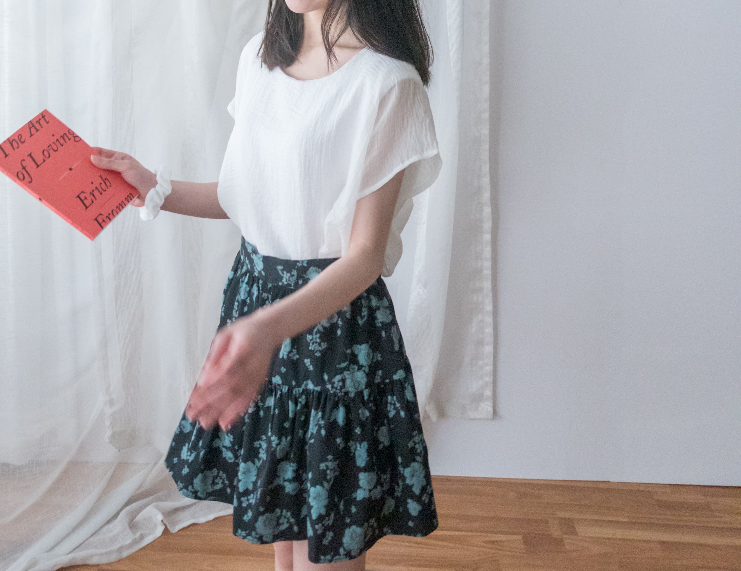 Lisianthus 黑色線條桔梗雙層傘裙(褲裡), Skirt/ SK8629