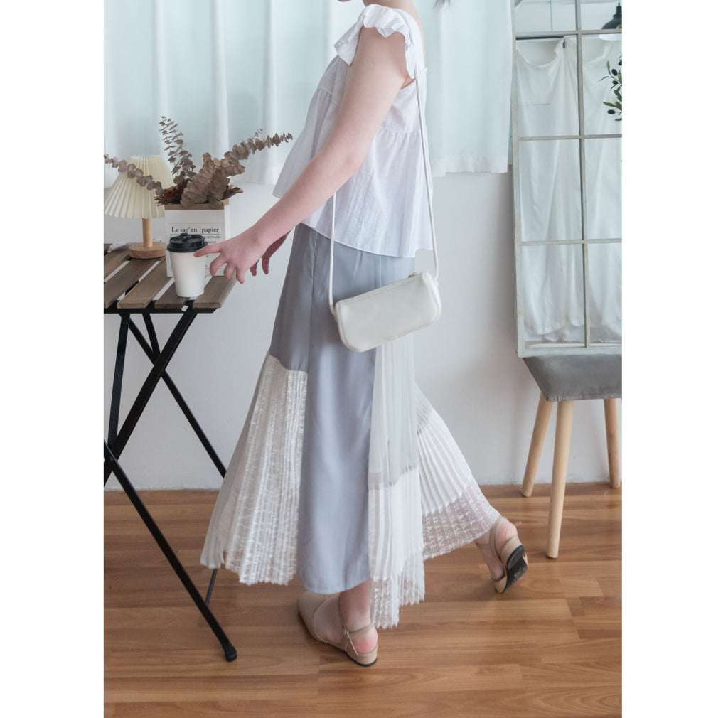 Ruffle 方領小袖高腰線, Blouse/ BU8831 (white sold out)