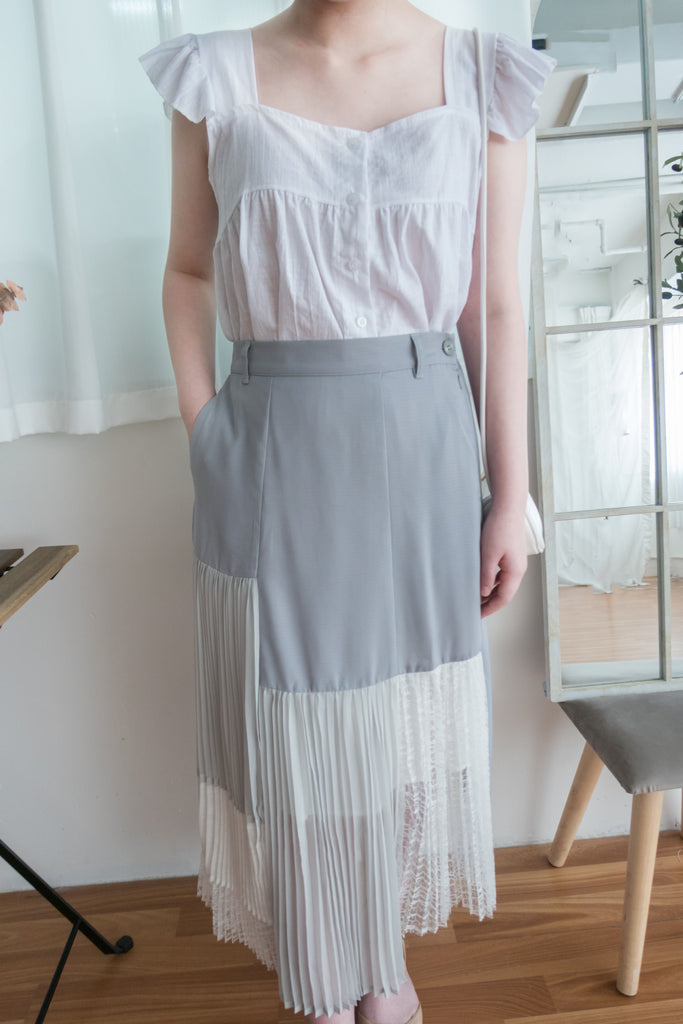 Ruffle 方領小袖高腰線, Blouse/ BU8831 (white sold out)