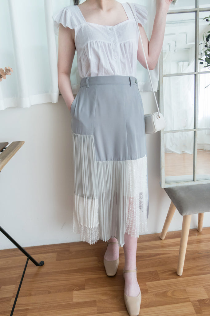Ruffle 方領小袖高腰線, Blouse/ BU8831 (white sold out)