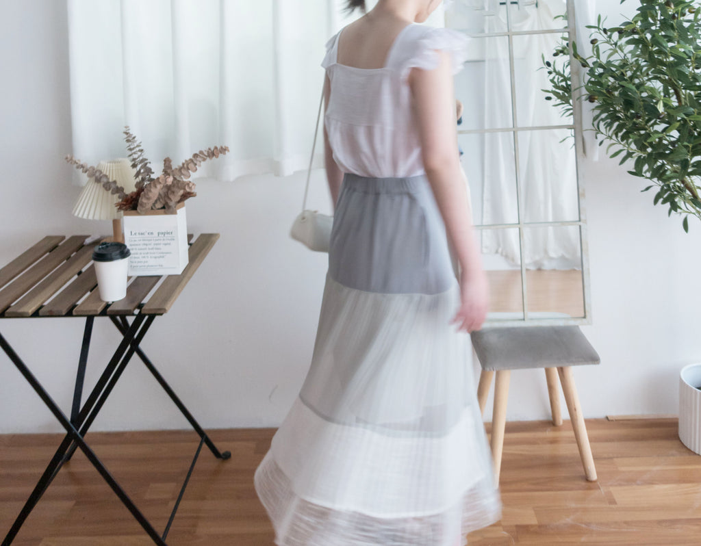 Ruffle 方領小袖高腰線, Blouse/ BU8831 (white sold out)