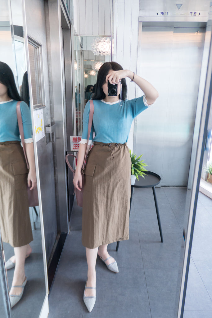 Trench Pocket 風衣感單口袋大開叉直身裙, Skirt/ SK8317