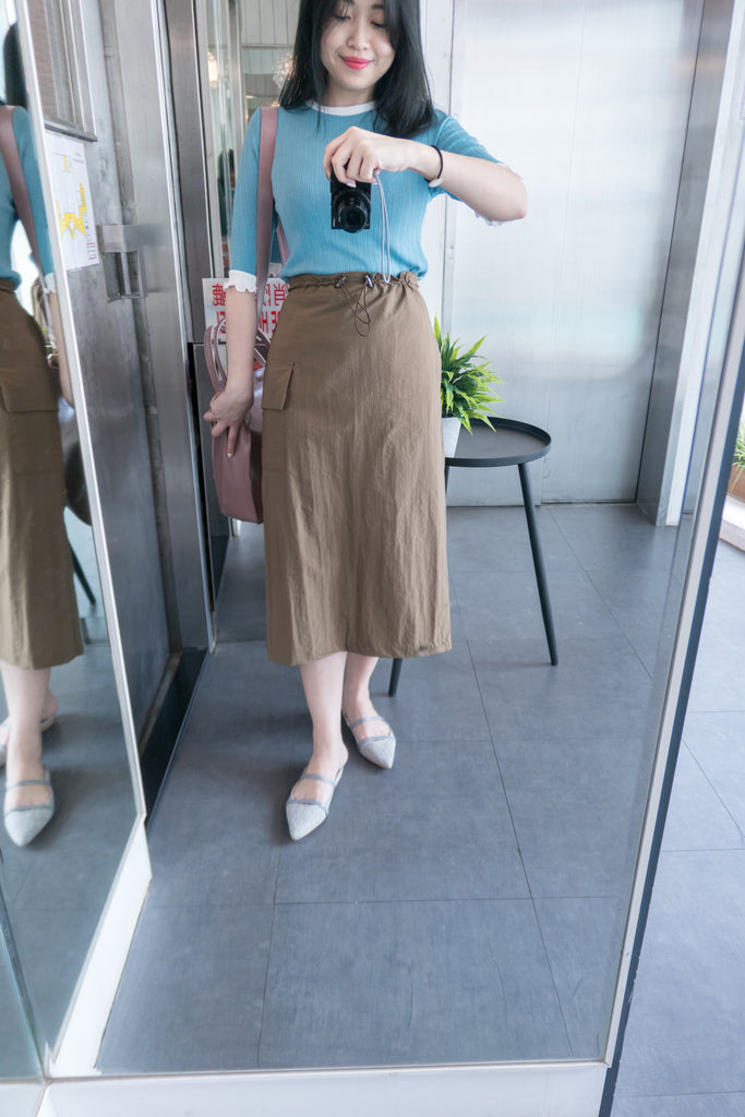 Trench Pocket 風衣感單口袋大開叉直身裙, Skirt/ SK8317