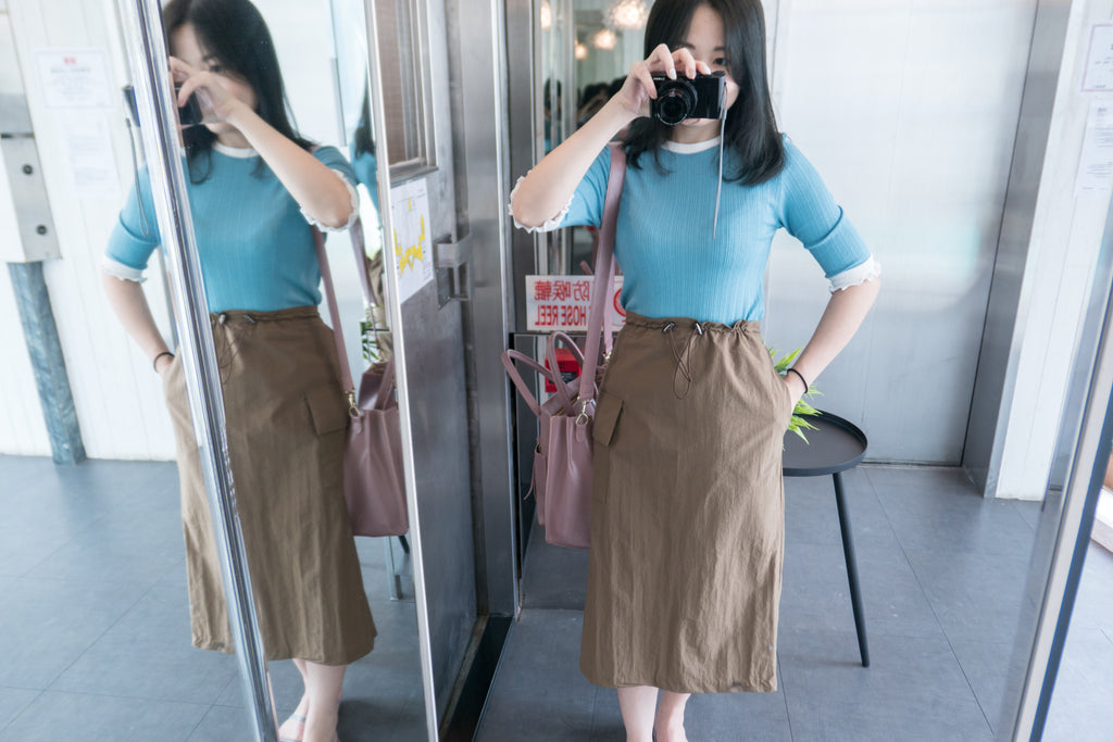 Trench Pocket 風衣感單口袋大開叉直身裙, Skirt/ SK8317
