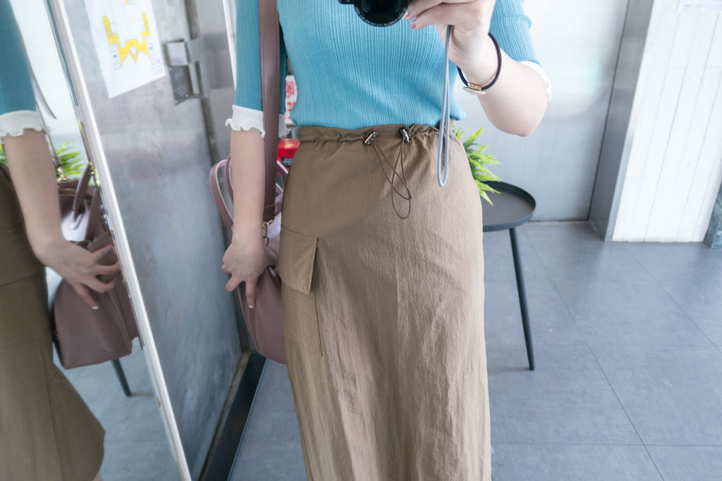 Trench Pocket 風衣感單口袋大開叉直身裙, Skirt/ SK8317