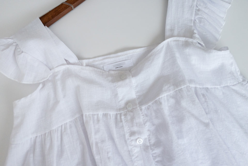 Ruffle 方領小袖高腰線, Blouse/ BU8831 (white sold out)