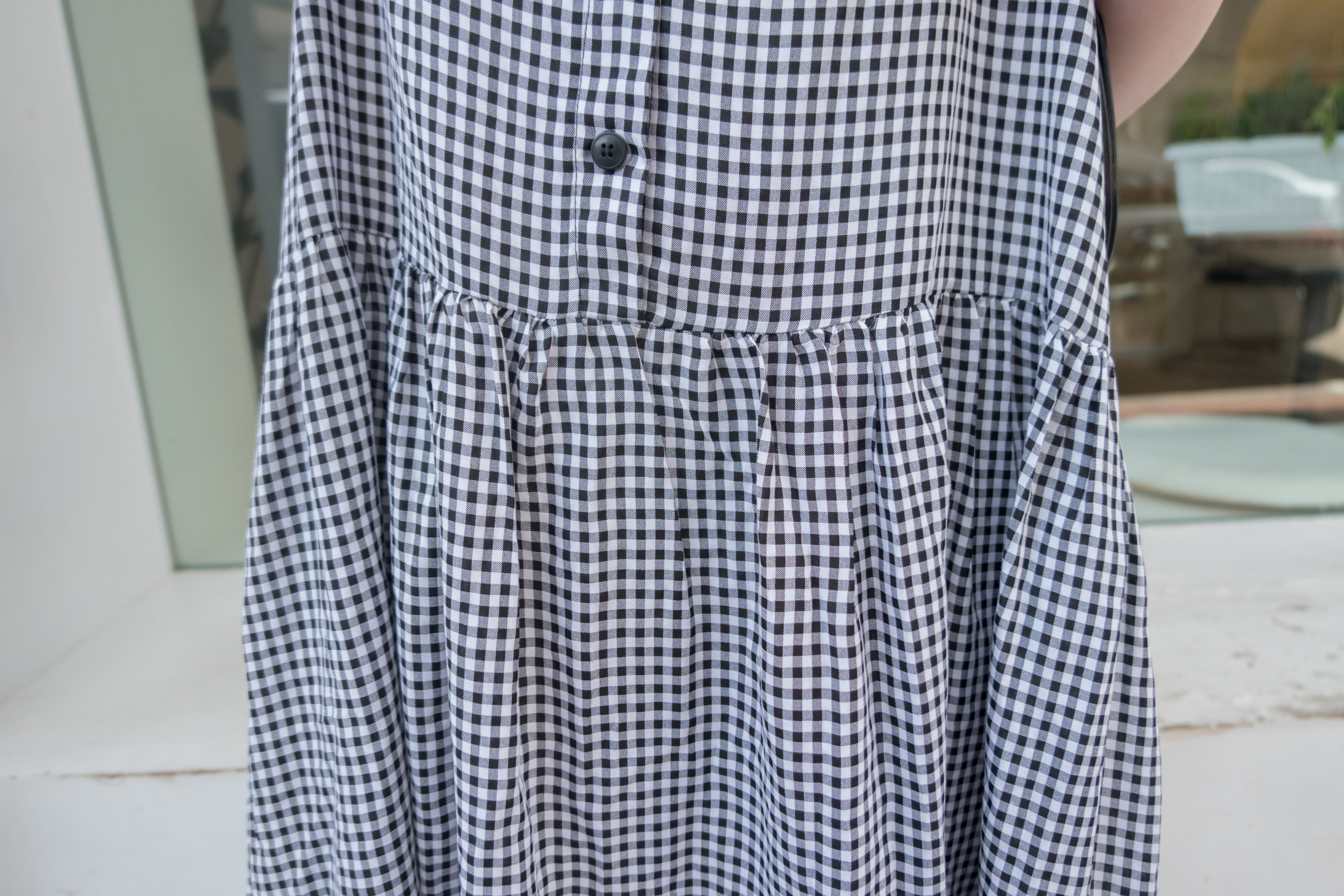 Check 飄逸格子假修腰口袋吊帶裙, Dress/ DS9102