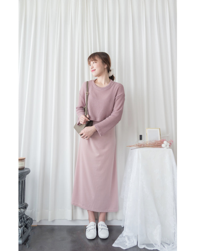 Cherish Knit 粉色短針織背心裙兩件套, SET/ DS9109