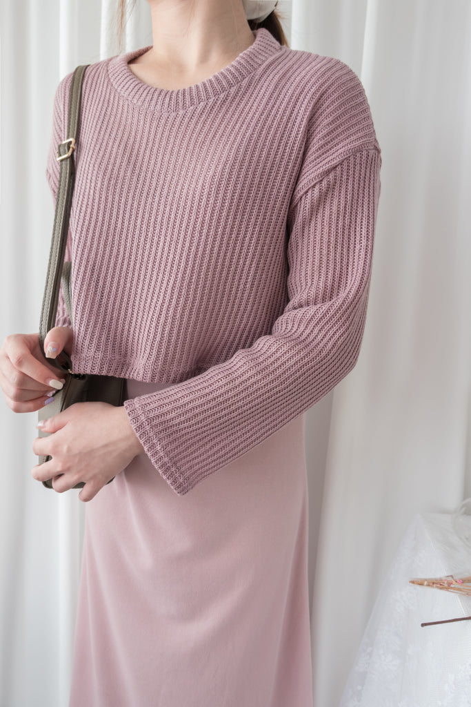 Cherish Knit 粉色短針織背心裙兩件套, SET/ DS9109