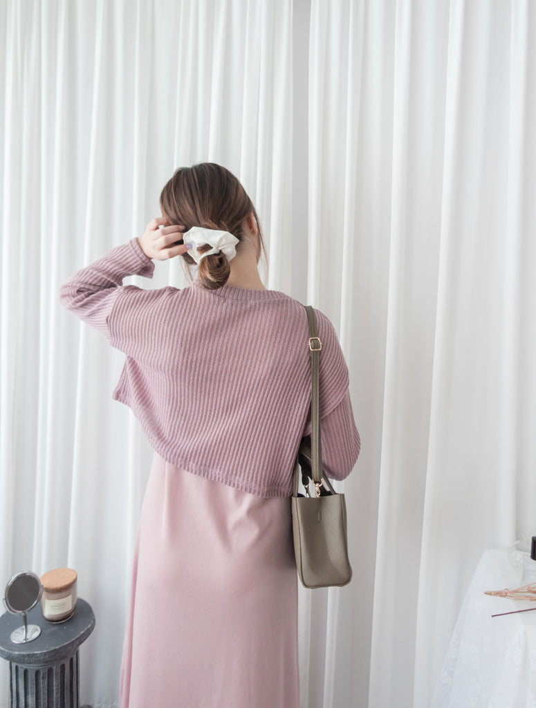 Cherish Knit 粉色短針織背心裙兩件套, SET/ DS9109