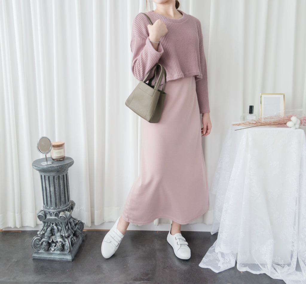 Cherish Knit 粉色短針織背心裙兩件套, SET/ DS9109
