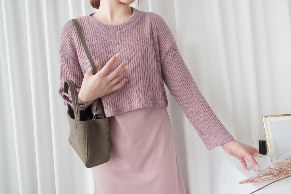 Cherish Knit 粉色短針織背心裙兩件套, SET/ DS9109