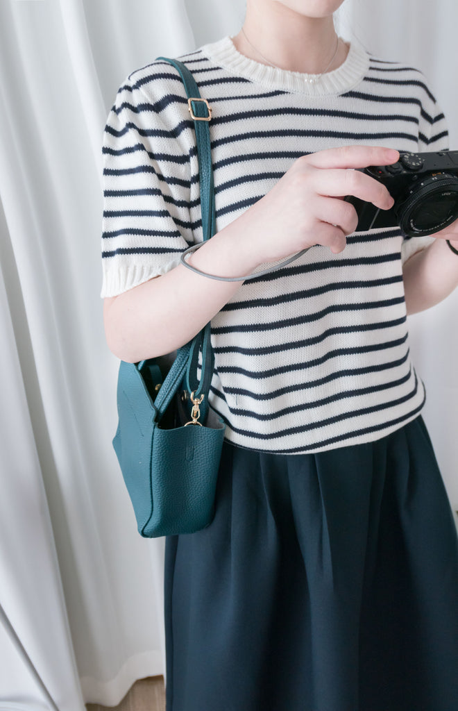 Stripe Knit 圓領短袖條緻針織上衣, Top/ TP8788 (Black Sold Out)