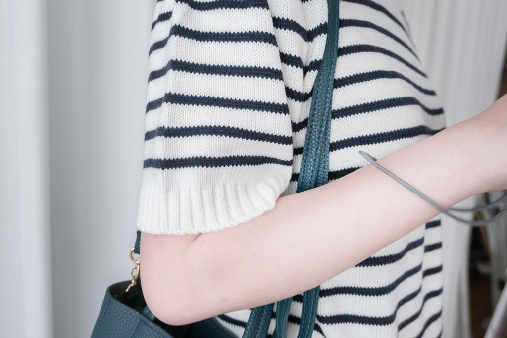 Stripe Knit 圓領短袖條緻針織上衣, Top/ TP8788 (Black Sold Out)