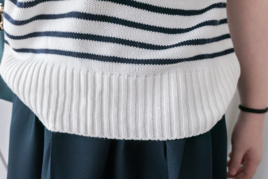 Stripe Knit 圓領短袖條緻針織上衣, Top/ TP8788 (Black Sold Out)