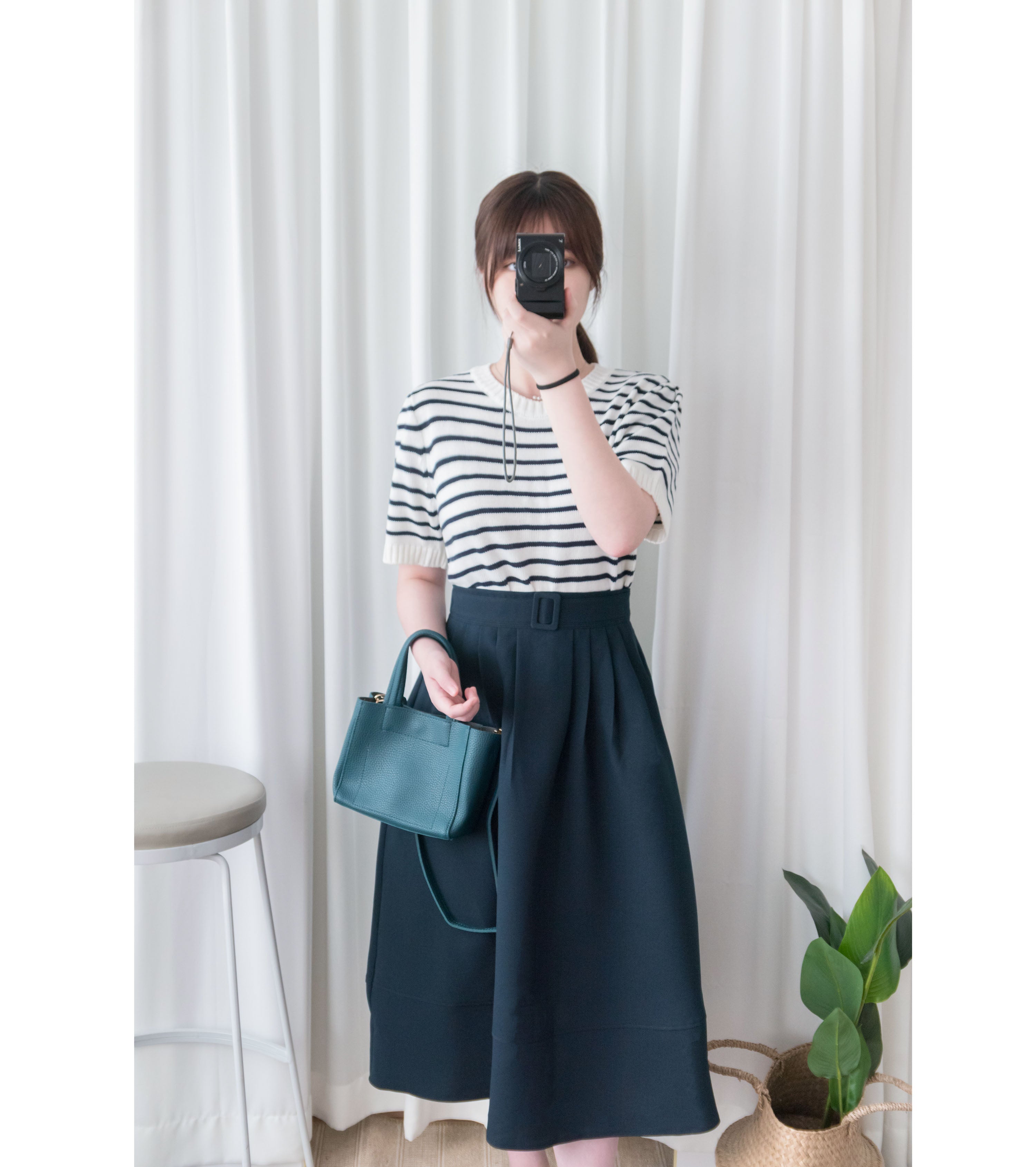 Stripe Knit 圓領短袖條緻針織上衣, Top/ TP8788 (Black Sold Out)