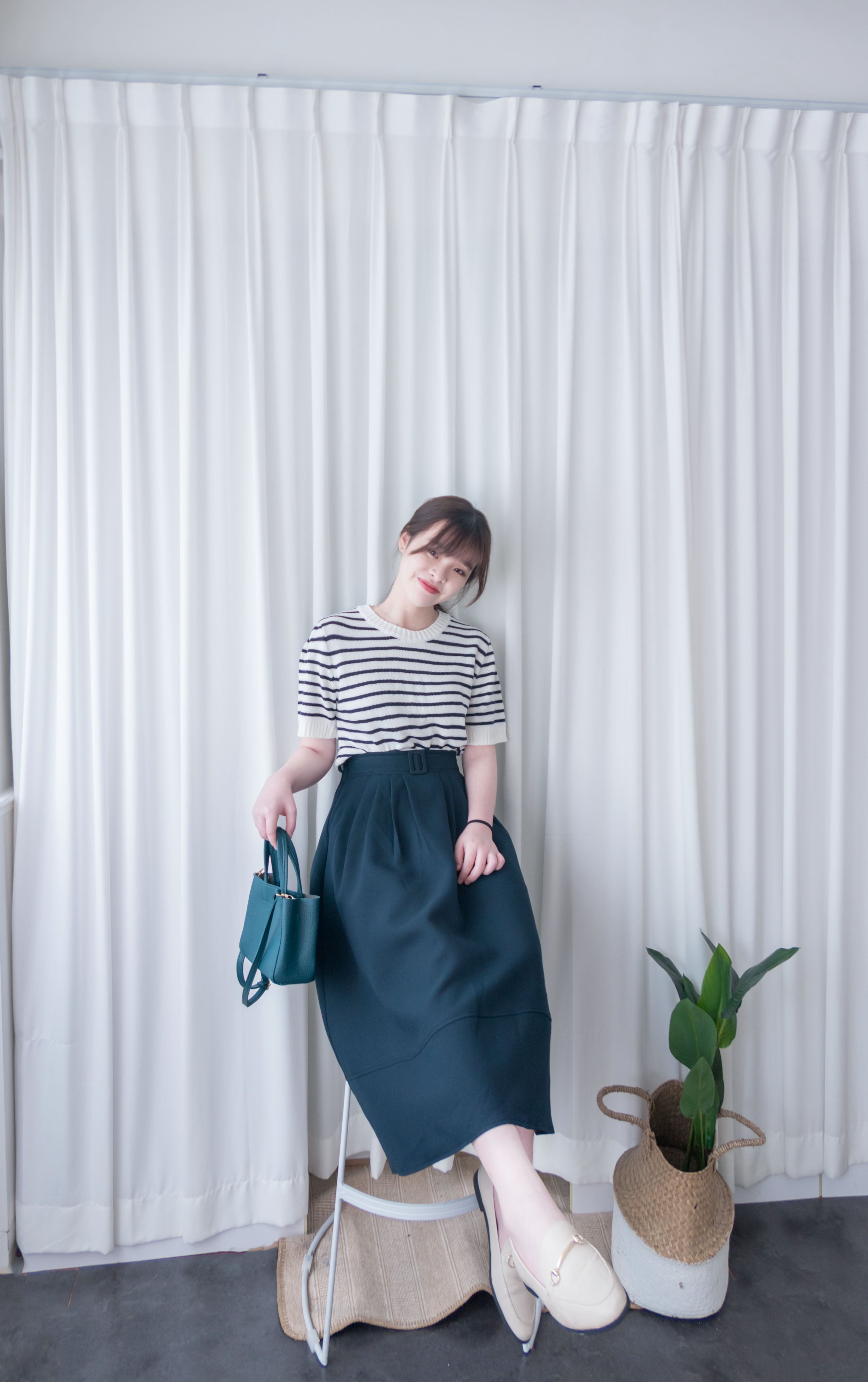 Stripe Knit 圓領短袖條緻針織上衣, Top/ TP8788 (Black Sold Out)