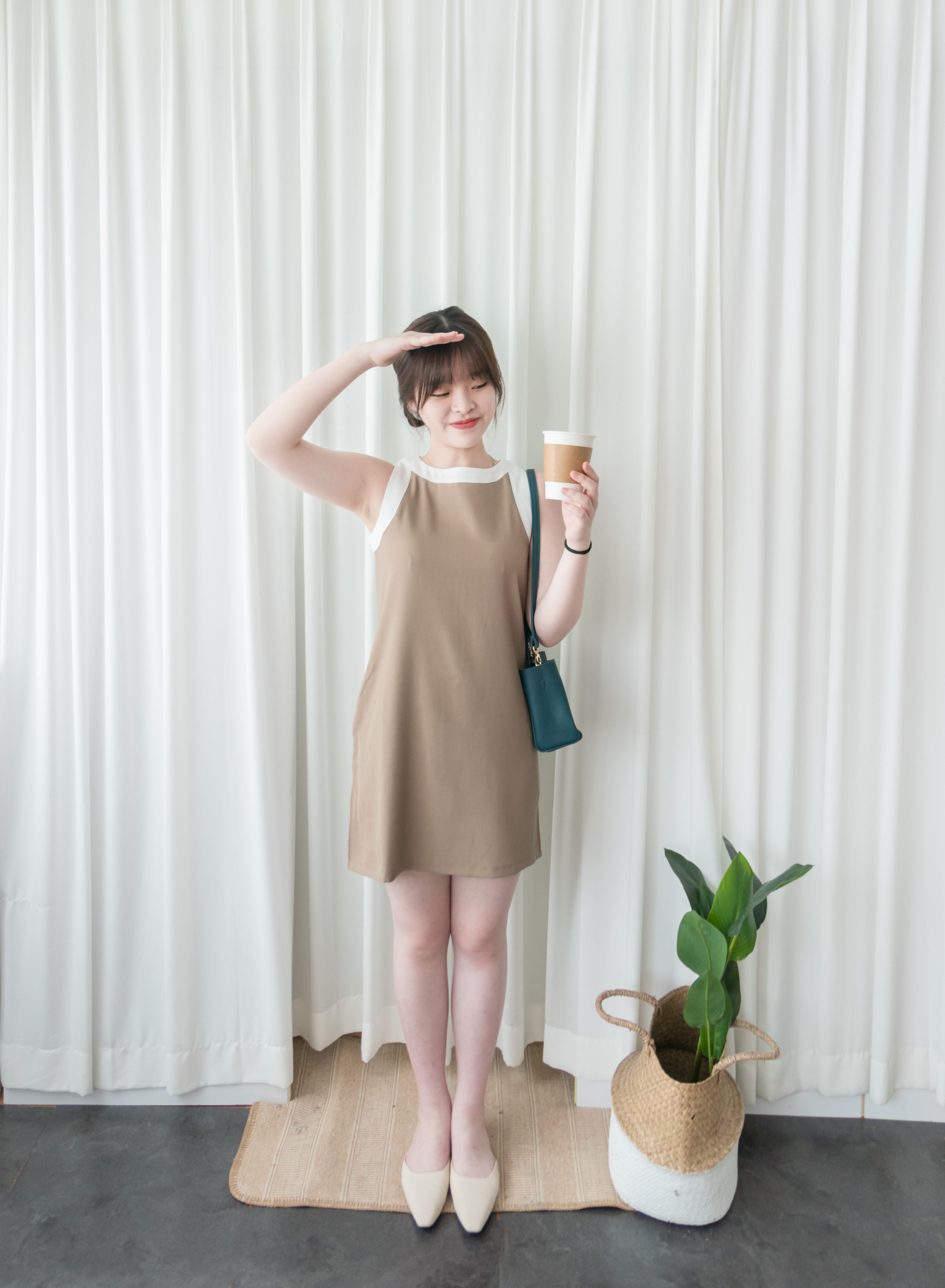 Classic Halter 雙色顯瘦入膊隱形口袋, Dress/ DS9105