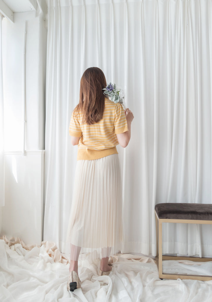 Stripe Knit 圓領短袖條緻針織上衣, Top/ TP8788 (Black Sold Out)