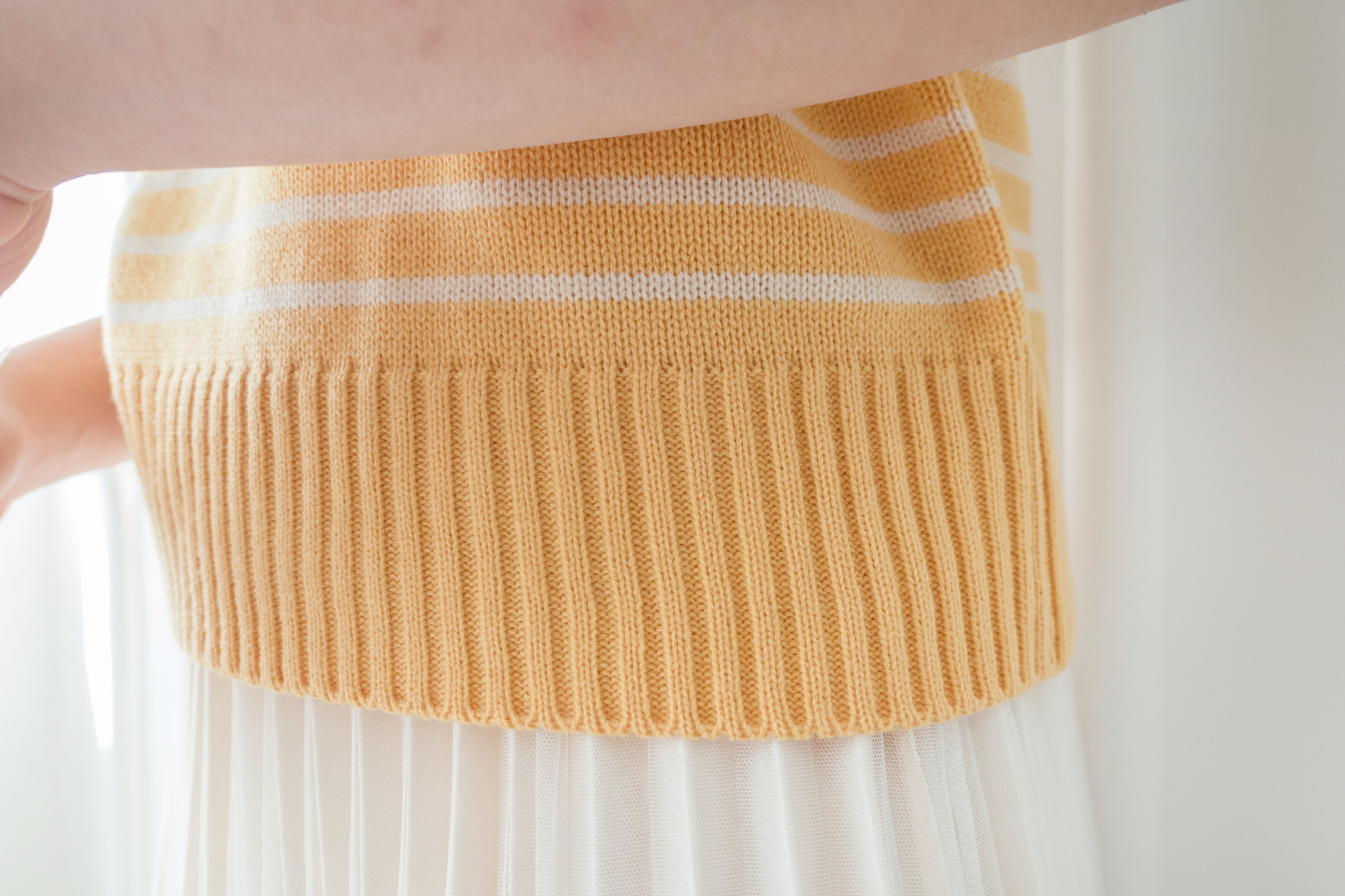 Stripe Knit 圓領短袖條緻針織上衣, Top/ TP8788 (Black Sold Out)