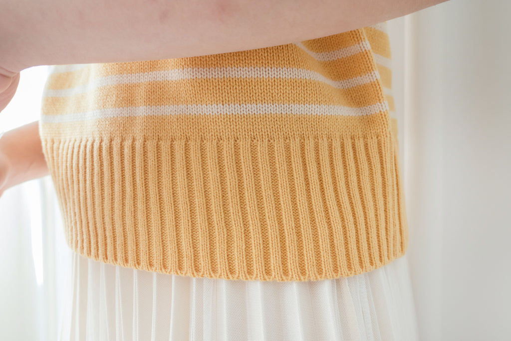 Stripe Knit 圓領短袖條緻針織上衣, Top/ TP8788 (Black Sold Out)