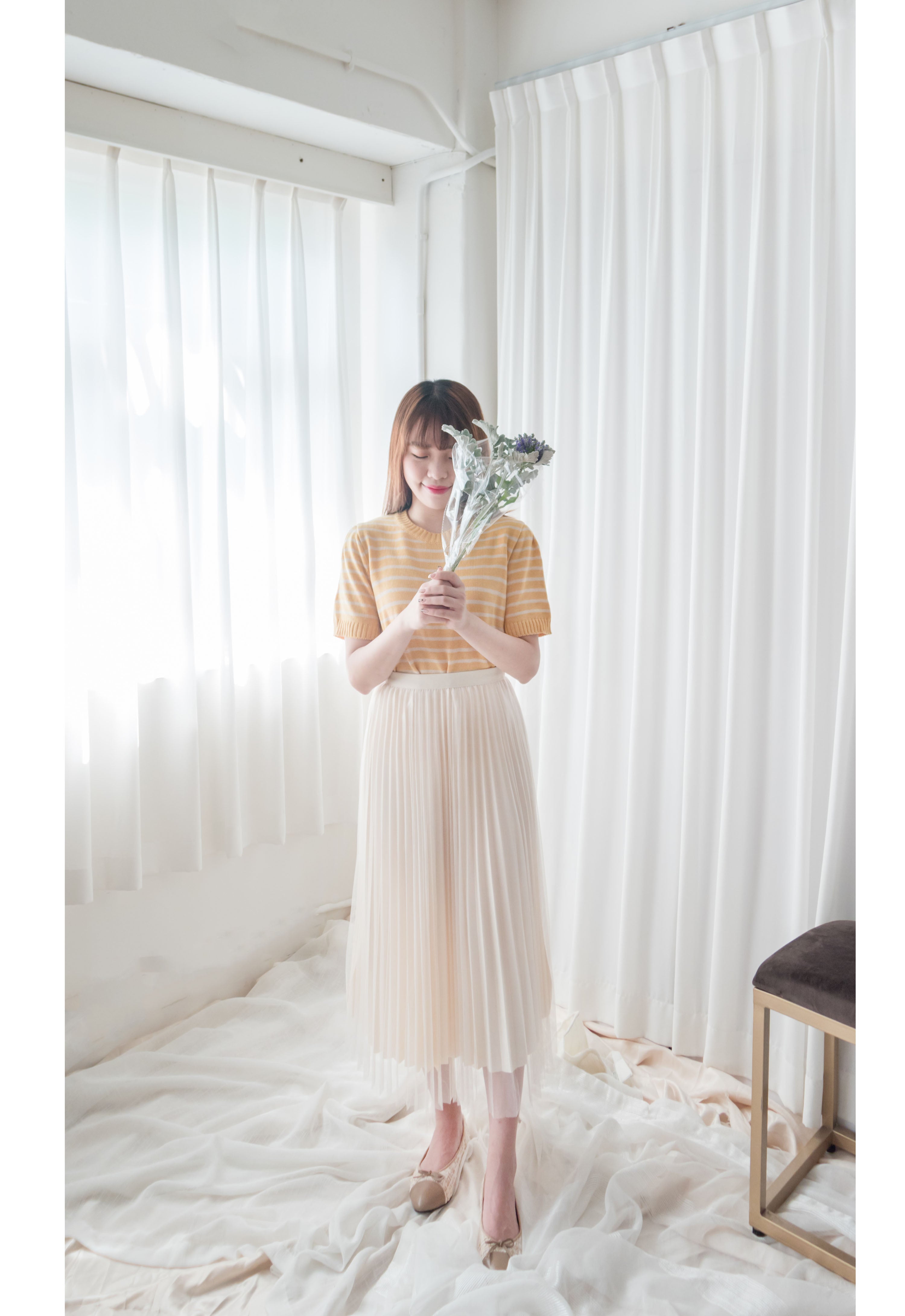 Stripe Knit 圓領短袖條緻針織上衣, Top/ TP8788 (Black Sold Out)