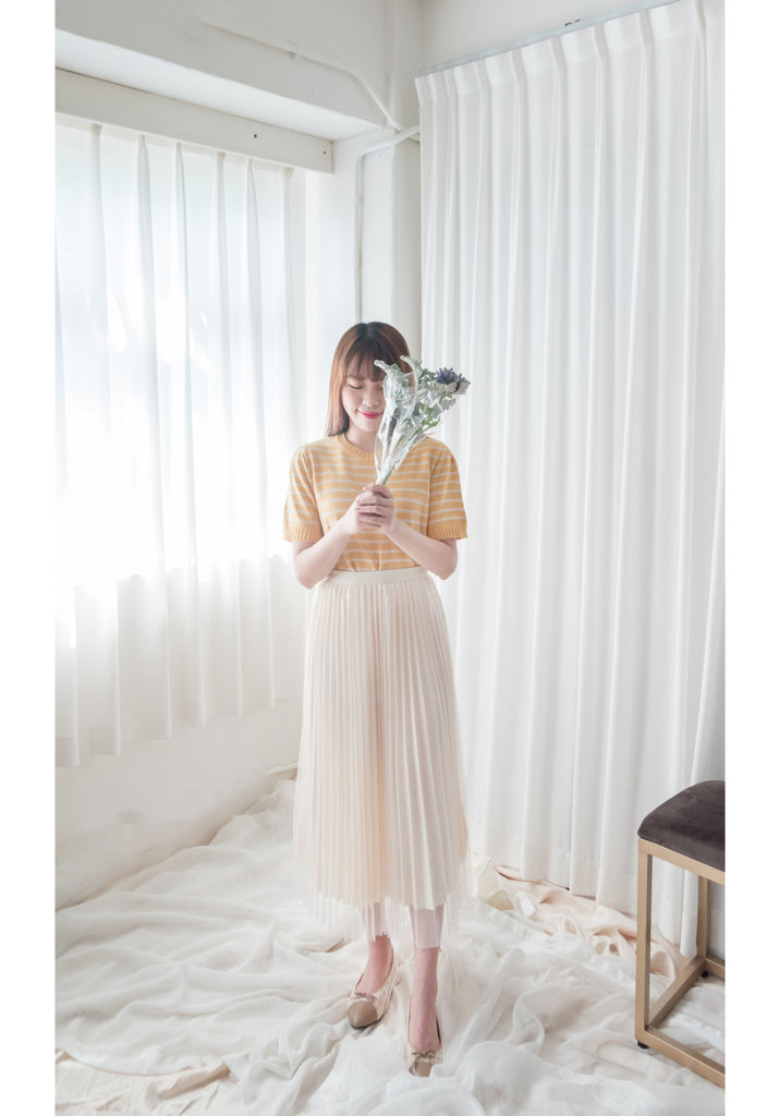 Stripe Knit 圓領短袖條緻針織上衣, Top/ TP8788 (Black Sold Out)
