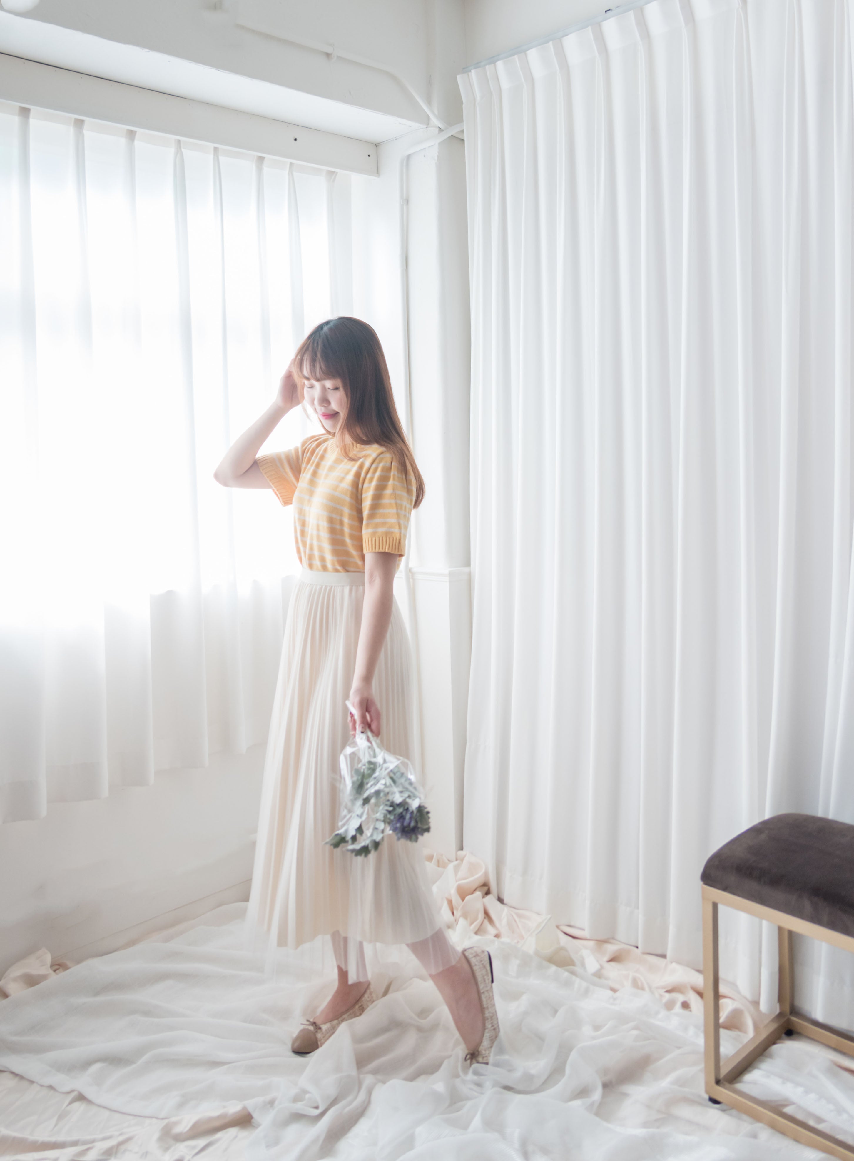 Stripe Knit 圓領短袖條緻針織上衣, Top/ TP8788 (Black Sold Out)