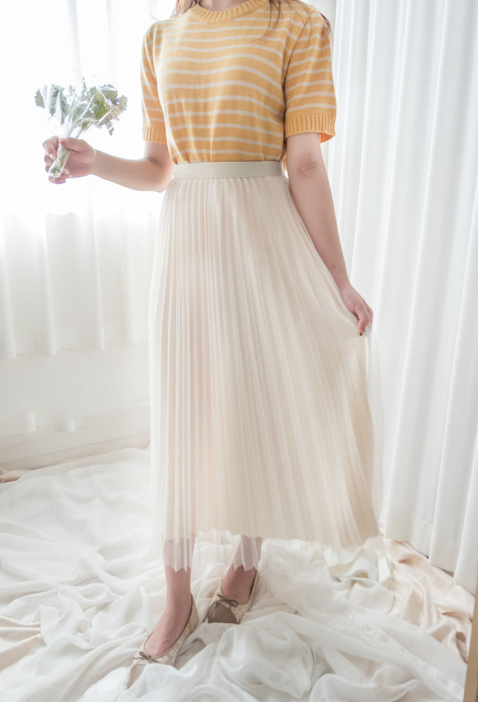 Stripe Knit 圓領短袖條緻針織上衣, Top/ TP8788 (Black Sold Out)