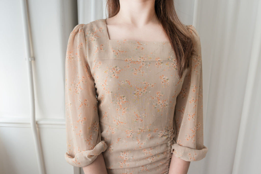 Bouquet 優雅杏果花束修身束裙擺連身裙, Dress/ DS9108