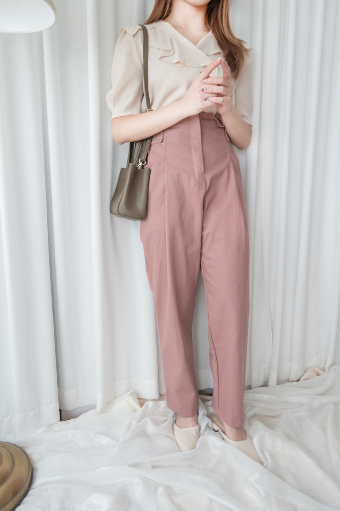 High Waist 設計感腰身高腰顯瘦闊鬆, Pants/ PT8354 (palevioletred soldout)