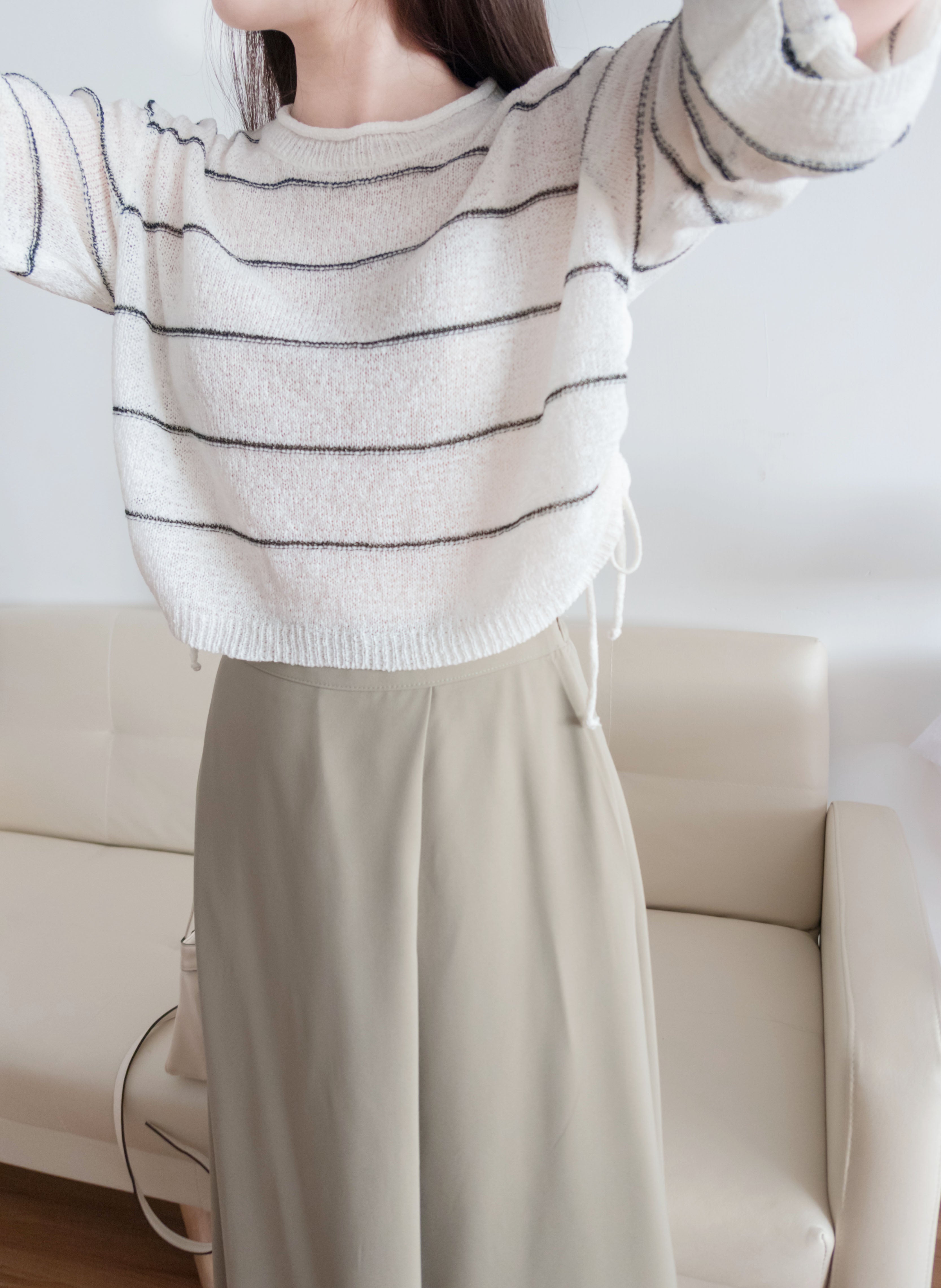 Gold Stripe 混金線條紋闊袖蝴蝶線衫, Knit Top / TP8798