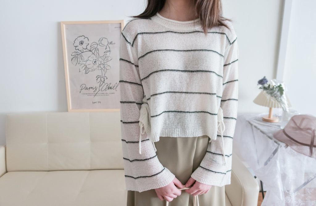 Gold Stripe 混金線條紋闊袖蝴蝶線衫, Knit Top / TP8798