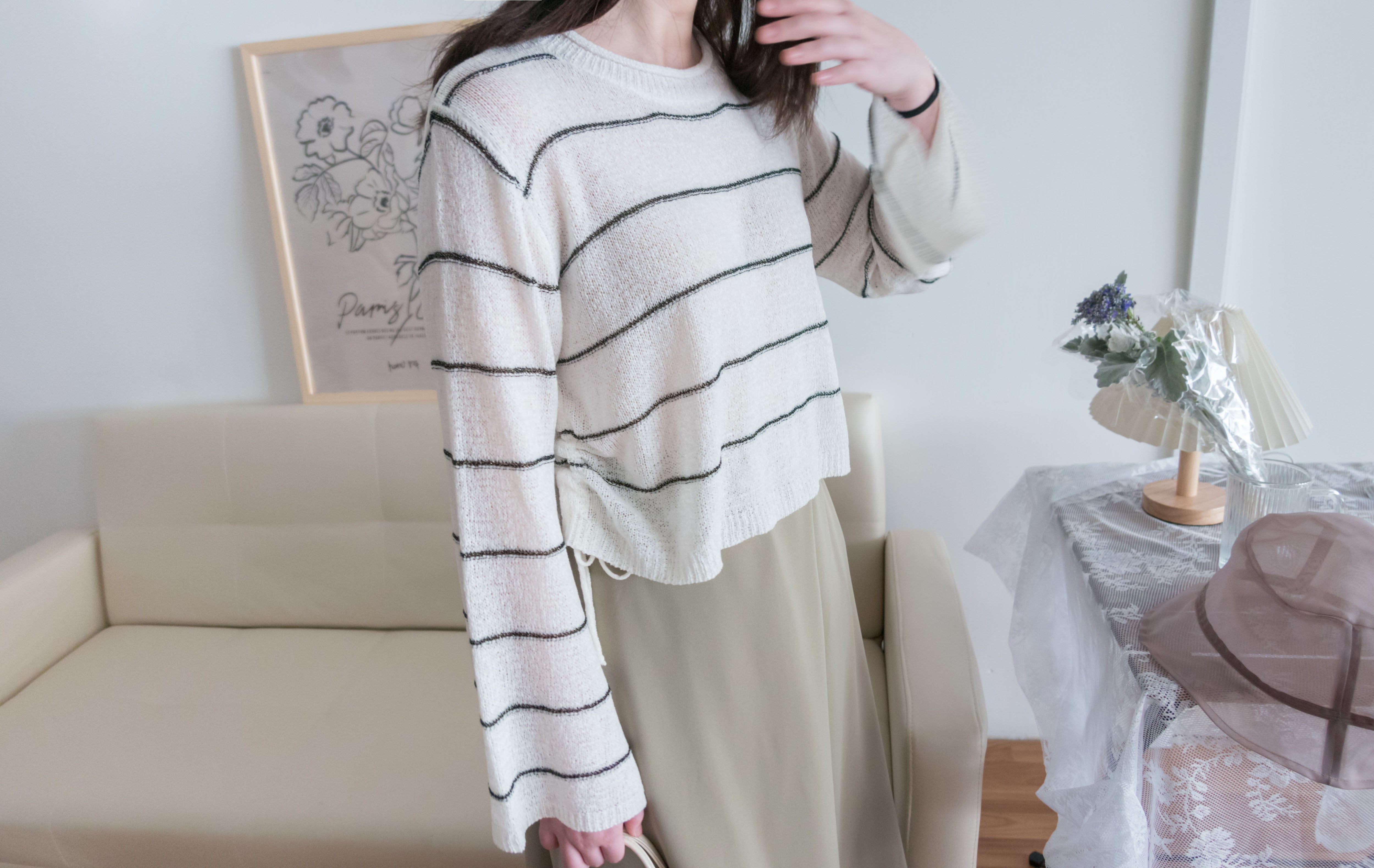 Gold Stripe 混金線條紋闊袖蝴蝶線衫, Knit Top / TP8798