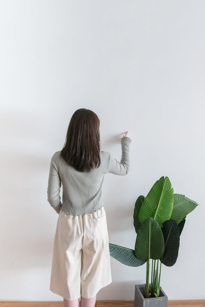 Oatmeal 燕麥點點修腰線闊裙褲, Skirt Pants/ SK8642