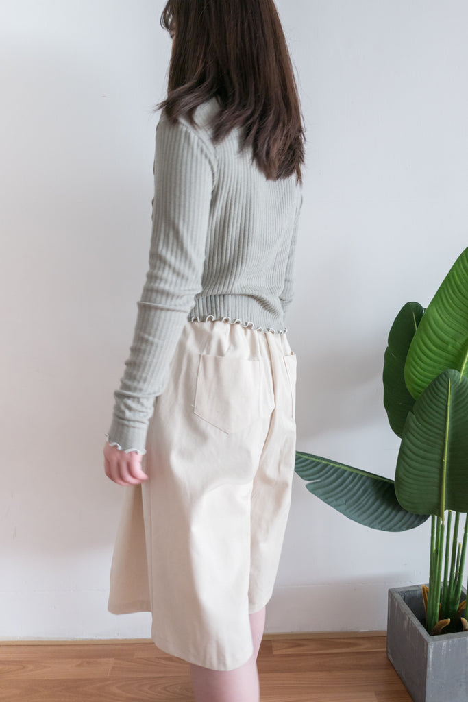 Oatmeal 燕麥點點修腰線闊裙褲, Skirt Pants/ SK8642
