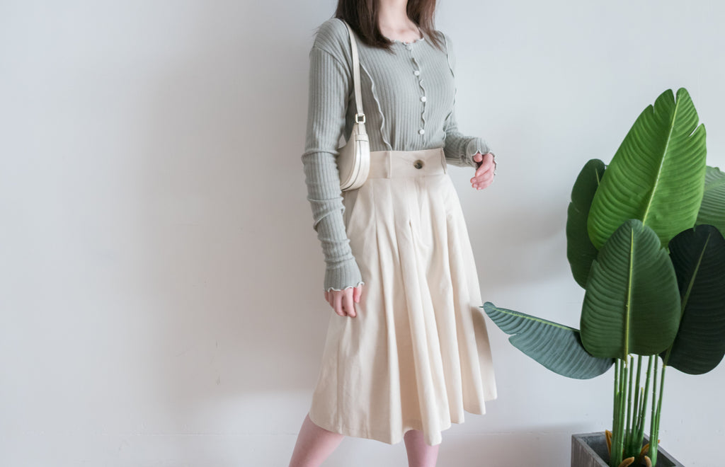 Oatmeal 燕麥點點修腰線闊裙褲, Skirt Pants/ SK8642