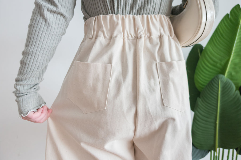 Oatmeal 燕麥點點修腰線闊裙褲, Skirt Pants/ SK8642