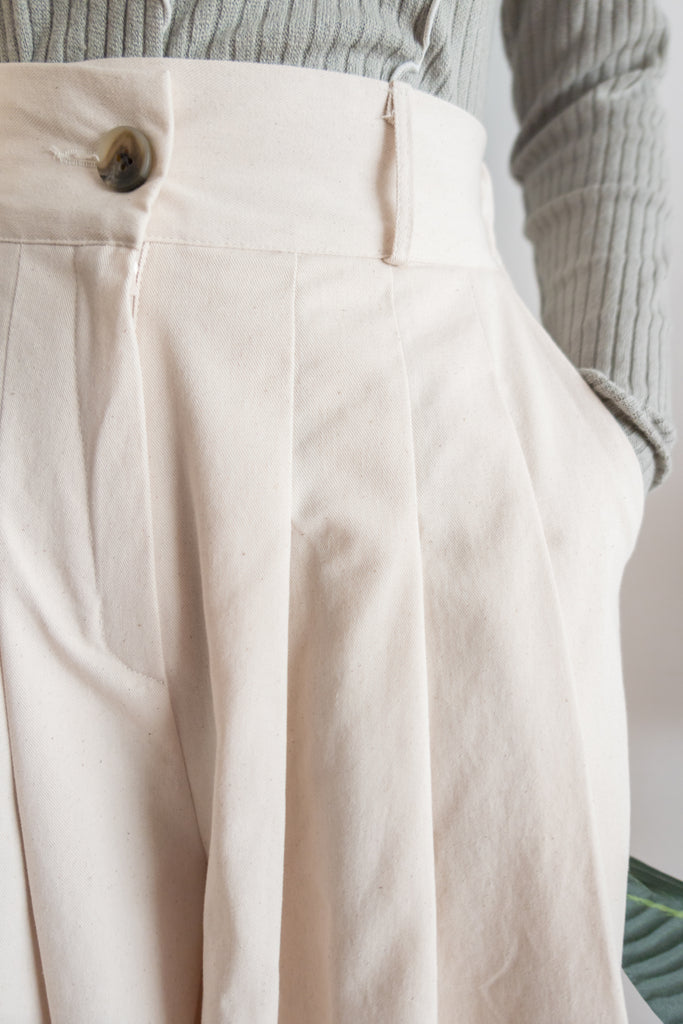 Oatmeal 燕麥點點修腰線闊裙褲, Skirt Pants/ SK8642