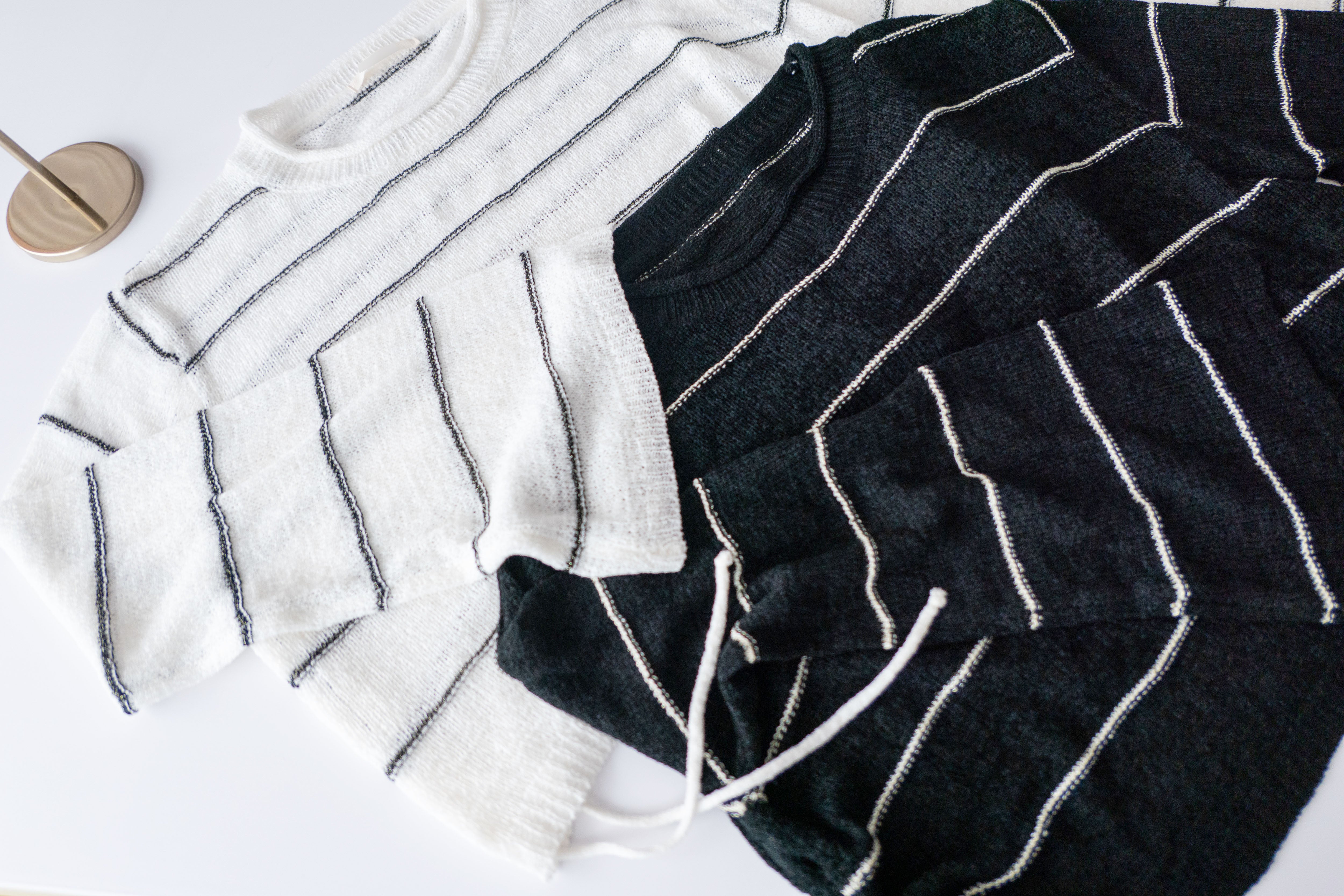 Gold Stripe 混金線條紋闊袖蝴蝶線衫, Knit Top / TP8798